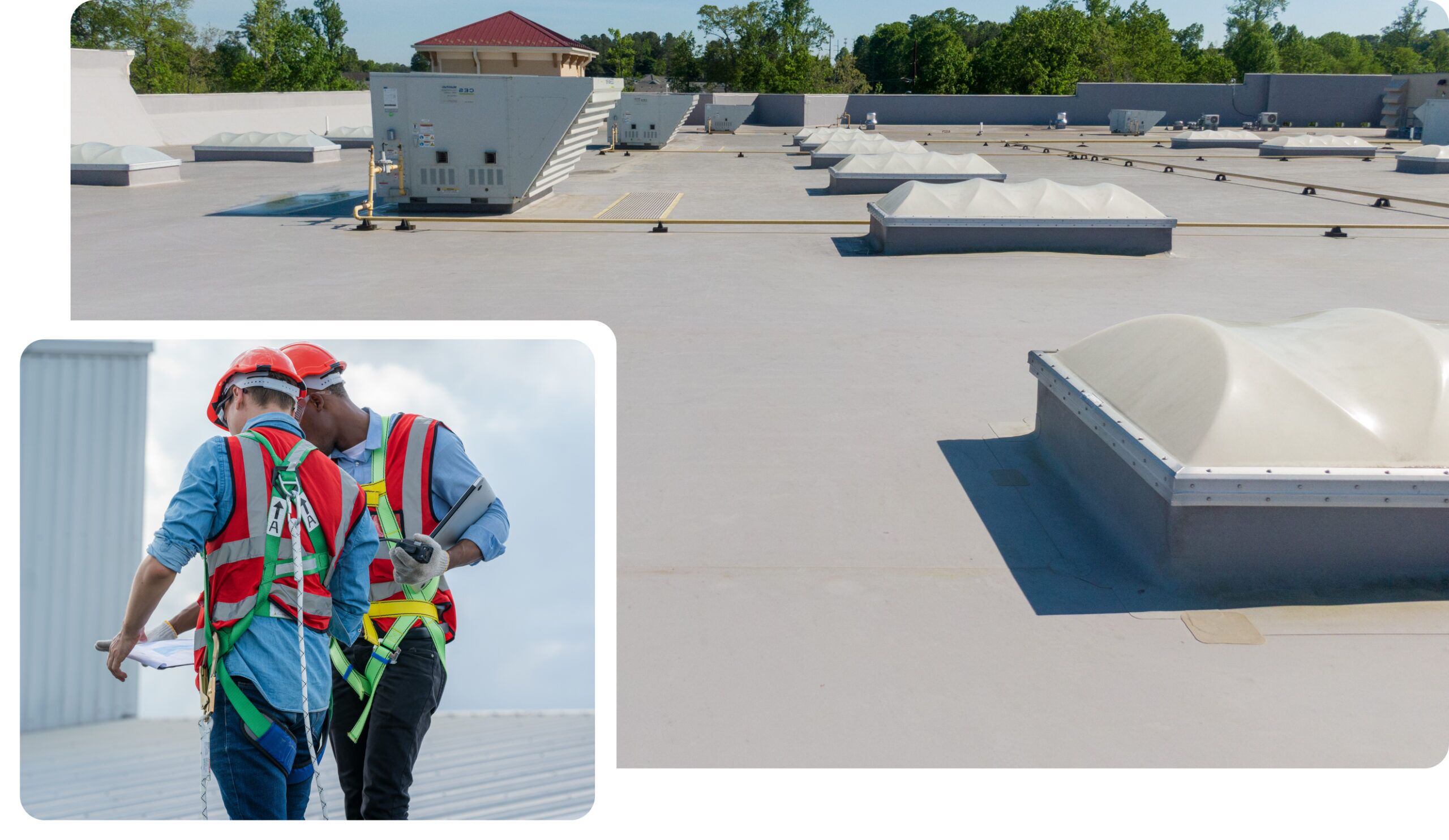Roofing inspector documenting storm damage on a residential roof